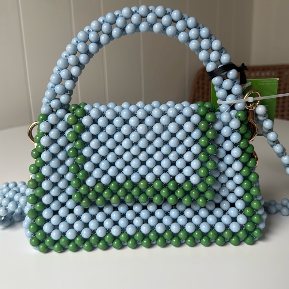Kate Spade X Target Green And Blue Beaded Handmade Bag
